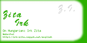 zita irk business card